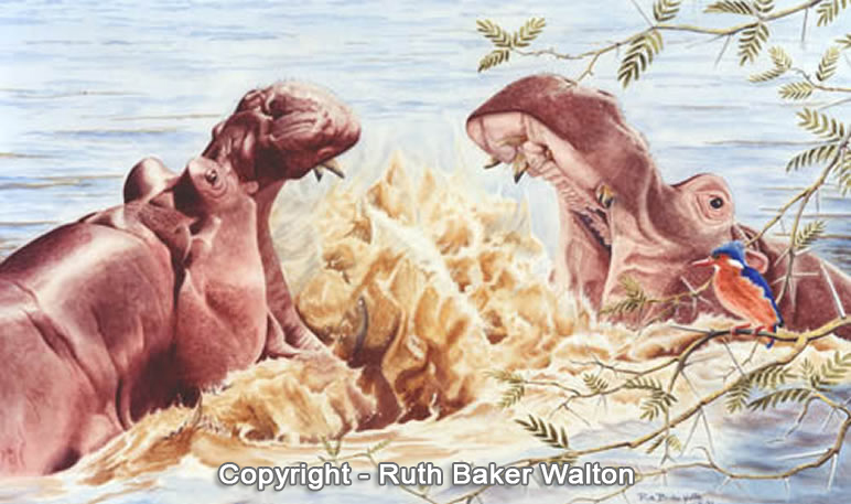 Clash of the Titans Watercolour by Ruth Baker Walton